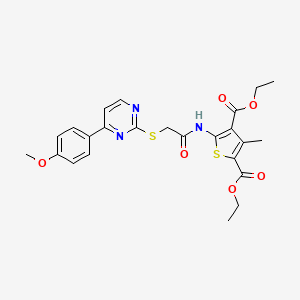 DIETHYL 5-[(2-{[4-(4-METHOXYPHENYL)-2-PYRIMIDINYL]SULFANYL}ACETYL)AMINO]-3-METHYL-2,4-THIOPHENEDICARBOXYLATE