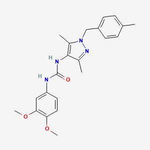 molecular formula C22H26N4O3 B4553222 N-(3,4-dimethoxyphenyl)-N'-[3,5-dimethyl-1-(4-methylbenzyl)-1H-pyrazol-4-yl]urea 