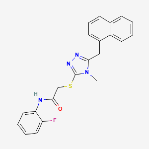 molecular formula C22H19FN4OS B4553250 N-(2-fluorophenyl)-2-{[4-methyl-5-(naphthalen-1-ylmethyl)-4H-1,2,4-triazol-3-yl]sulfanyl}acetamide 