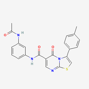 molecular formula C22H18N4O3S B4553271 N-[3-(acetylamino)phenyl]-3-(4-methylphenyl)-5-oxo-5H-[1,3]thiazolo[3,2-a]pyrimidine-6-carboxamide 