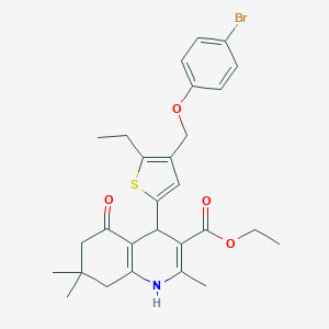 molecular formula C28H32BrNO4S B455328 Ethyl 4-{4-[(4-bromophenoxy)methyl]-5-ethylthiophen-2-yl}-2,7,7-trimethyl-5-oxo-1,4,5,6,7,8-hexahydroquinoline-3-carboxylate 