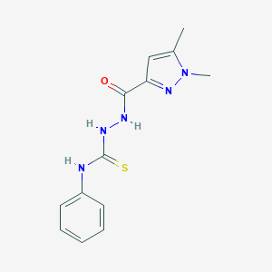 molecular formula C13H15N5OS B455329 2-[(1,5-dimethyl-1H-pyrazol-3-yl)carbonyl]-N-phenylhydrazinecarbothioamide 