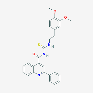 molecular formula C27H25N3O3S B455331 N-{[2-(3,4-dimethoxyphenyl)ethyl]carbamothioyl}-2-phenylquinoline-4-carboxamide 