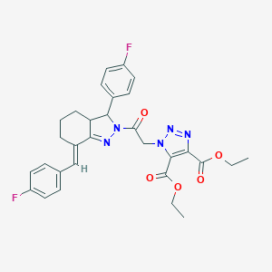 molecular formula C30H29F2N5O5 B455333 diethyl 1-{2-[(7E)-7-(4-fluorobenzylidene)-3-(4-fluorophenyl)-3,3a,4,5,6,7-hexahydro-2H-indazol-2-yl]-2-oxoethyl}-1H-1,2,3-triazole-4,5-dicarboxylate 