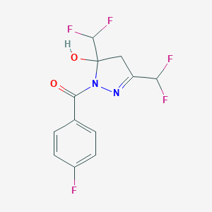 molecular formula C12H9F5N2O2 B455335 3,5-bis(difluoromethyl)-1-(4-fluorobenzoyl)-4,5-dihydro-1H-pyrazol-5-ol 
