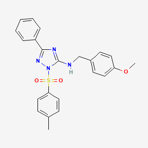 N-[(4-Methoxyphenyl)methyl]-1-(4-methylbenzenesulfonyl)-3-phenyl-1H-1,2,4-triazol-5-amine