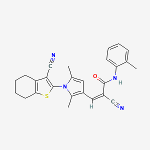 molecular formula C26H24N4OS B4553378 (2Z)-2-cyano-3-[1-(3-cyano-4,5,6,7-tetrahydro-1-benzothiophen-2-yl)-2,5-dimethyl-1H-pyrrol-3-yl]-N-(2-methylphenyl)prop-2-enamide 