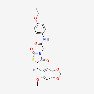 molecular formula C22H20N2O7S B4553386 N-(4-ethoxyphenyl)-2-[(5E)-5-[(6-methoxy-1,3-benzodioxol-5-yl)methylidene]-2,4-dioxo-1,3-thiazolidin-3-yl]acetamide 