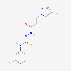 molecular formula C14H16ClN5OS B455339 N-(3-chlorophenyl)-2-[3-(4-methyl-1H-pyrazol-1-yl)propanoyl]hydrazinecarbothioamide 