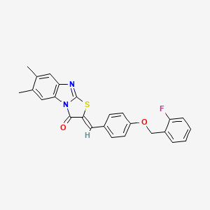 2-((Z)-1-{4-[(2-fluorobenzyl)oxy]phenyl}methylidene)-6,7-dimethyl[1,3]thiazolo[3,2-a][1,3]benzimidazol-3-one