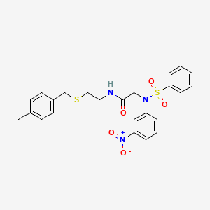 molecular formula C24H25N3O5S2 B4553401 2-[N-(benzenesulfonyl)-3-nitroanilino]-N-[2-[(4-methylphenyl)methylsulfanyl]ethyl]acetamide 