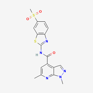 1,6-dimethyl-N-[6-(methylsulfonyl)-1,3-benzothiazol-2-yl]-1H-pyrazolo[3,4-b]pyridine-4-carboxamide