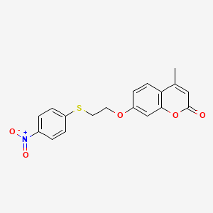 molecular formula C18H15NO5S B4553450 4-methyl-7-{2-[(4-nitrophenyl)thio]ethoxy}-2H-chromen-2-one 