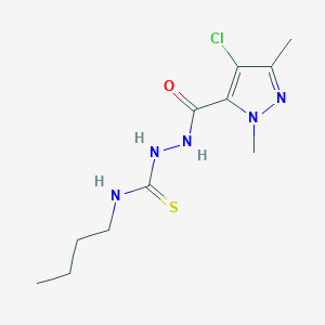 molecular formula C11H18ClN5OS B455346 N-butyl-2-[(4-chloro-1,3-dimethyl-1H-pyrazol-5-yl)carbonyl]hydrazinecarbothioamide 