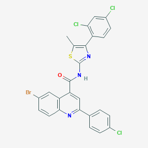 molecular formula C26H15BrCl3N3OS B455347 6-bromo-2-(4-chlorophenyl)-N-[4-(2,4-dichlorophenyl)-5-methyl-1,3-thiazol-2-yl]quinoline-4-carboxamide 
