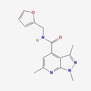 molecular formula C15H16N4O2 B4553518 N-(2-furylmethyl)-1,3,6-trimethyl-1H-pyrazolo[3,4-b]pyridine-4-carboxamide 