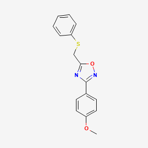 molecular formula C16H14N2O2S B4553524 3-(4-Methoxyphenyl)-5-[(phenylsulfanyl)methyl]-1,2,4-oxadiazole 