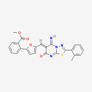 methyl 2-[5-[(Z)-[5-imino-2-(2-methylphenyl)-7-oxo-[1,3,4]thiadiazolo[3,2-a]pyrimidin-6-ylidene]methyl]furan-2-yl]benzoate