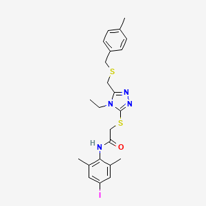 molecular formula C23H27IN4OS2 B4553562 2-[[4-ethyl-5-[(4-methylphenyl)methylsulfanylmethyl]-1,2,4-triazol-3-yl]sulfanyl]-N-(4-iodo-2,6-dimethylphenyl)acetamide 