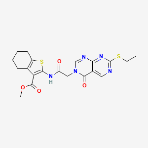 molecular formula C20H21N5O4S2 B4553594 METHYL 2-{2-[7-(ETHYLSULFANYL)-4-OXO-3H,4H-[1,3]DIAZINO[4,5-D]PYRIMIDIN-3-YL]ACETAMIDO}-4,5,6,7-TETRAHYDRO-1-BENZOTHIOPHENE-3-CARBOXYLATE 