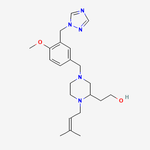 molecular formula C22H33N5O2 B4553690 2-[4-[4-methoxy-3-(1H-1,2,4-triazol-1-ylmethyl)benzyl]-1-(3-methyl-2-buten-1-yl)-2-piperazinyl]ethanol 