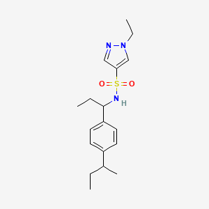 molecular formula C18H27N3O2S B4553759 N~4~-{1-[4-(SEC-BUTYL)PHENYL]PROPYL}-1-ETHYL-1H-PYRAZOLE-4-SULFONAMIDE 