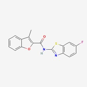 molecular formula C17H11FN2O2S B4553784 N-(6-fluoro-1,3-benzothiazol-2-yl)-3-methyl-1-benzofuran-2-carboxamide 