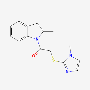 molecular formula C15H17N3OS B4553806 2-(1-Methylimidazol-2-ylthio)-1-(2-methylindolinyl)ethan-1-one 