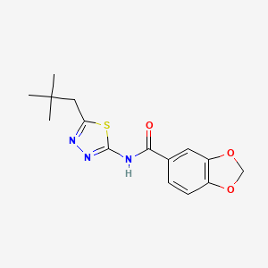 N-[5-(2,2-dimethylpropyl)-1,3,4-thiadiazol-2-yl]-1,3-benzodioxole-5-carboxamide