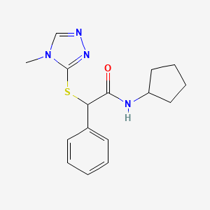 molecular formula C16H20N4OS B4553842 N-cyclopentyl-2-[(4-methyl-4H-1,2,4-triazol-3-yl)sulfanyl]-2-phenylacetamide 