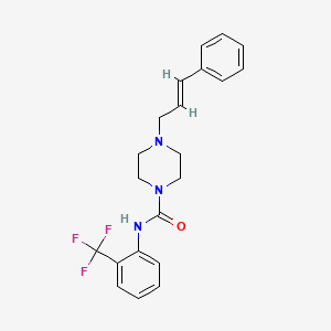 molecular formula C21H22F3N3O B4553876 4-[(2E)-3-phenylprop-2-en-1-yl]-N-[2-(trifluoromethyl)phenyl]piperazine-1-carboxamide 