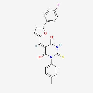 (5E)-5-{[5-(4-Fluorophenyl)furan-2-YL]methylidene}-1-(4-methylphenyl)-2-sulfanylidene-1,3-diazinane-4,6-dione