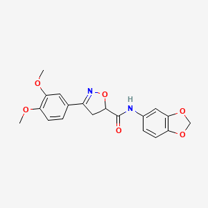 molecular formula C19H18N2O6 B4553915 N-(2H-1,3-BENZODIOXOL-5-YL)-3-(3,4-DIMETHOXYPHENYL)-4,5-DIHYDRO-1,2-OXAZOLE-5-CARBOXAMIDE 