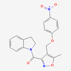 molecular formula C20H17N3O5 B4553953 2,3-DIHYDRO-1H-INDOL-1-YL{5-METHYL-4-[(4-NITROPHENOXY)METHYL]-3-ISOXAZOLYL}METHANONE 