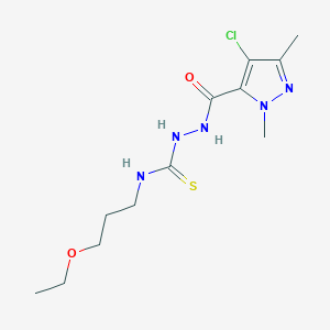 molecular formula C12H20ClN5O2S B455396 2-[(4-chloro-1,3-dimethyl-1H-pyrazol-5-yl)carbonyl]-N-(3-ethoxypropyl)hydrazinecarbothioamide 
