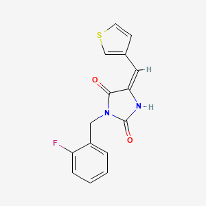 (5E)-3-(2-fluorobenzyl)-5-(thiophen-3-ylmethylidene)imidazolidine-2,4-dione