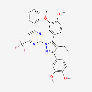 molecular formula C32H29F3N4O4 B4554002 2-[3,5-bis(3,4-dimethoxyphenyl)-4-ethyl-1H-pyrazol-1-yl]-4-phenyl-6-(trifluoromethyl)pyrimidine 