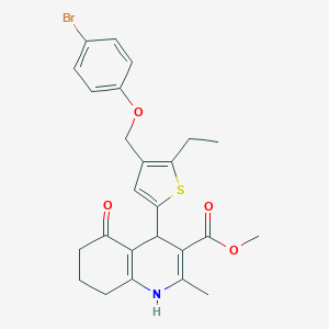 molecular formula C25H26BrNO4S B455401 Methyl 4-{4-[(4-bromophenoxy)methyl]-5-ethyl-2-thienyl}-2-methyl-5-oxo-1,4,5,6,7,8-hexahydro-3-quinolinecarboxylate 