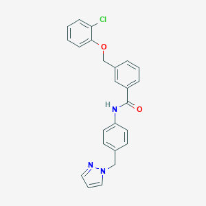 molecular formula C24H20ClN3O2 B455408 3-[(2-chlorophenoxy)methyl]-N-[4-(1H-pyrazol-1-ylmethyl)phenyl]benzamide 