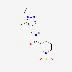 molecular formula C14H24N4O3S B4554109 N~3~-[(1-ETHYL-5-METHYL-1H-PYRAZOL-4-YL)METHYL]-1-(METHYLSULFONYL)-3-PIPERIDINECARBOXAMIDE 