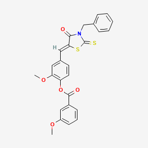 molecular formula C26H21NO5S2 B4554123 [4-[(Z)-(3-benzyl-4-oxo-2-sulfanylidene-1,3-thiazolidin-5-ylidene)methyl]-2-methoxyphenyl] 3-methoxybenzoate 