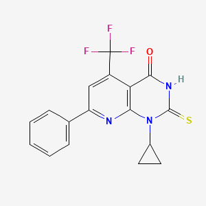 molecular formula C17H12F3N3OS B4554127 1-cyclopropyl-7-phenyl-2-sulfanyl-5-(trifluoromethyl)pyrido[2,3-d]pyrimidin-4(1H)-one 