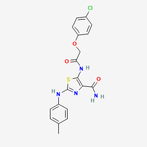 molecular formula C19H17ClN4O3S B4554187 5-[2-(4-CHLOROPHENOXY)ACETAMIDO]-2-[(4-METHYLPHENYL)AMINO]-1,3-THIAZOLE-4-CARBOXAMIDE 