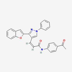 (Z)-N-(4-acetylphenyl)-3-[3-(1-benzofuran-2-yl)-1-phenylpyrazol-4-yl]prop-2-enamide