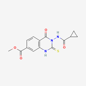 molecular formula C14H13N3O4S B4554200 Methyl 3-[(cyclopropylcarbonyl)amino]-4-oxo-2-thioxo-1,2,3,4-tetrahydroquinazoline-7-carboxylate 