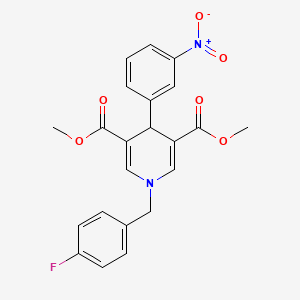 molecular formula C22H19FN2O6 B4554260 3,5-DIMETHYL 1-[(4-FLUOROPHENYL)METHYL]-4-(3-NITROPHENYL)-1,4-DIHYDROPYRIDINE-3,5-DICARBOXYLATE 