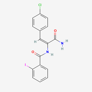 N-[(E)-3-amino-1-(4-chlorophenyl)-3-oxoprop-1-en-2-yl]-2-iodobenzamide