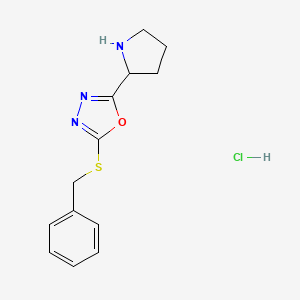 molecular formula C13H16ClN3OS B4554285 2-(benzylthio)-5-(2-pyrrolidinyl)-1,3,4-oxadiazole hydrochloride 