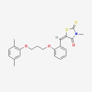 molecular formula C22H23NO3S2 B4554292 (5E)-5-[[2-[3-(2,5-dimethylphenoxy)propoxy]phenyl]methylidene]-3-methyl-2-sulfanylidene-1,3-thiazolidin-4-one 