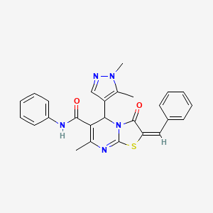 5-(1,5-DIMETHYL-1H-PYRAZOL-4-YL)-7-METHYL-3-OXO-N~6~-PHENYL-2-[(E)-1-PHENYLMETHYLIDENE]-2,3-DIHYDRO-5H-[1,3]THIAZOLO[3,2-A]PYRIMIDINE-6-CARBOXAMIDE